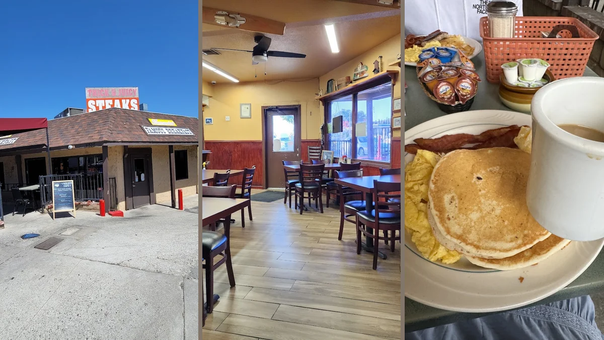 Casual diner tables with simple breakfast service.