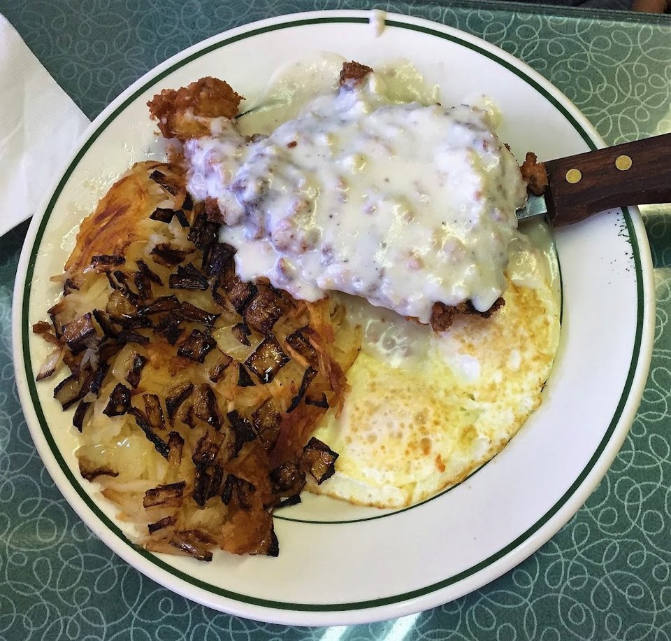 Chicken Fried Steak with Onion Hash Browns